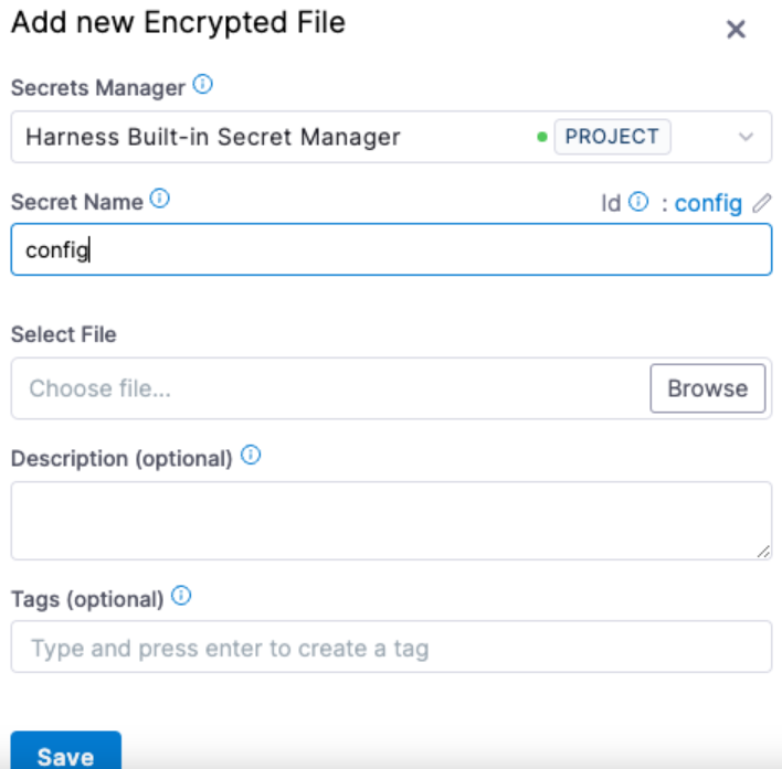 Add config file as secret